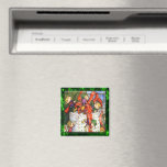 Merry Elves Wrapping Present Button Refrigerator Magnet