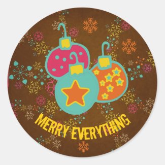 Merry Everything Ornaments Holiday Round Sticker