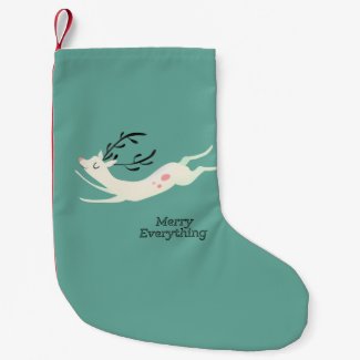 Merry Everything Retro Reindeer Holiday Stocking Small Christmas Stocking