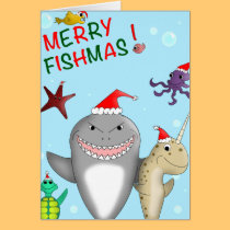Merry Fishmas Christmas Card cards