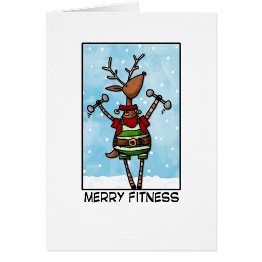 merry fitness reindeer greeting card zazzle fitness greeting cards