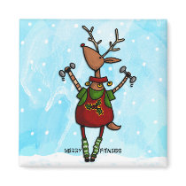 merry fitness reindeer magnets