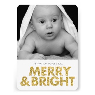 Merry glitter-look photo card - rounded corners