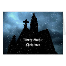 Merry Gothic Christmas blue card for your text