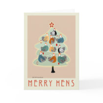 Merry Happy hens Christmas tree cards, stationery