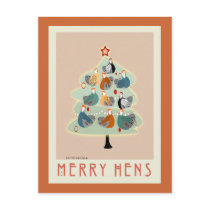 Merry Happy hens Christmas tree cards, stationery postcards