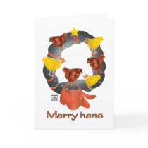 Merry hens 2 Christmas wreath 2011 Card
