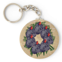 merry hens wreath gifts keychain