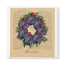 merry hens wreath gifts refrigerator magnet
