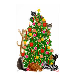 Merry Kitty Christmas Tree Print print