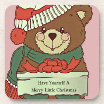 Merry Little Christmas Bear Drink Coasters