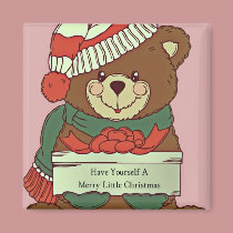 Merry Little Christmas Bear magnets