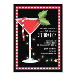 Merry Little Christmas Cocktail Holiday Party 5x7 Paper Invitation Card
