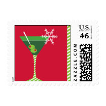 Merry Martini Postage Stamp