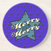 Merry Merry Blue Star Drink Coaster
