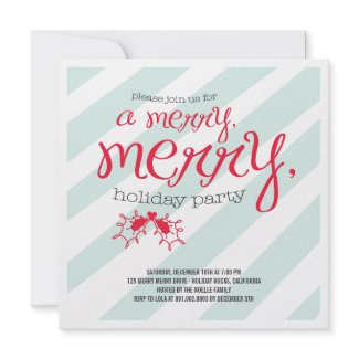 Merry Merry Holly Berries Holiday Party Invitation