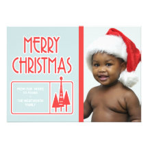 Merry Modern Christmas Personalized Photo Personalized Invites