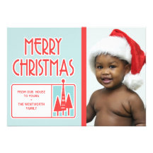 Merry Modern Christmas Personalized Photo Announcement