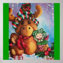 Merry Moose Wishes Art Print
