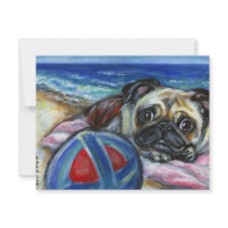 Merry Pug at the beach invitations by zadajeanne Merry Pug at the beach invitations