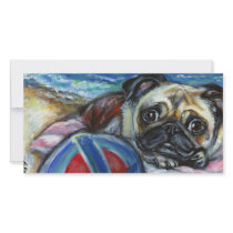 Merry Pug at the beach photo cards by zadajeanne Merry Pug at the beach photo cards