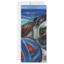 Merry Pug at the beach rack cards by zadajeanne Merry Pug at the beach rack cards