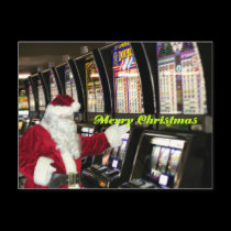 Merry Santa Slot Player Christmas Postcard