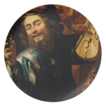 'Merry Violinist with Wine Glass' Party Plate