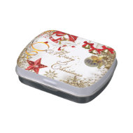 Merry Xmas Gold Red White Christmas Favor Candy Tins