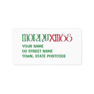 Merry X'mas green Address Label label