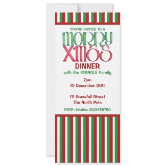Merry X'mas green Christmas Dinner Invitation invitation