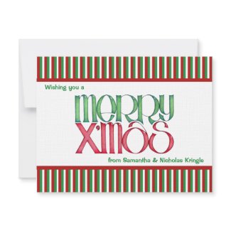 Merry X'mas green flat Christmas Card invitation