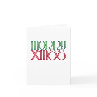 Merry X'mas green Note Card card