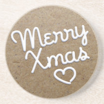 Merry Xmas Heart Coaster