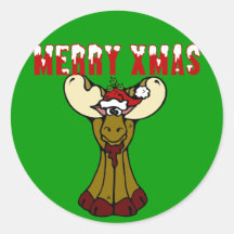 Merry Xmas Moose Sticker