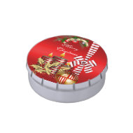Merry Xmas Red White Christmas Favor Candy Tin