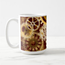Meshing Gears on Gold and Bordeaux Abstract Blocks Coffee Mugs