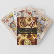 Meshing Gears on Gold and Bordeaux, Customizable playing cards