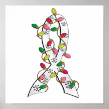 Mesothelioma Christmas Lights Ribbon Print