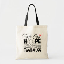 Mesothelioma Typographic Faith Love Hope Tote Bag