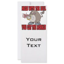 mess with the bull get the horns attitude toon custom rack card
