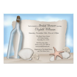 Message from a Bottle Beach Bridal Shower Custom Invites