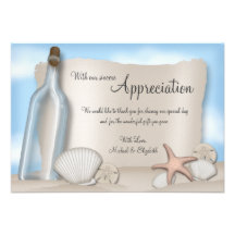 Message from a Bottle - Beach Thank You flat cards Custom Announcements