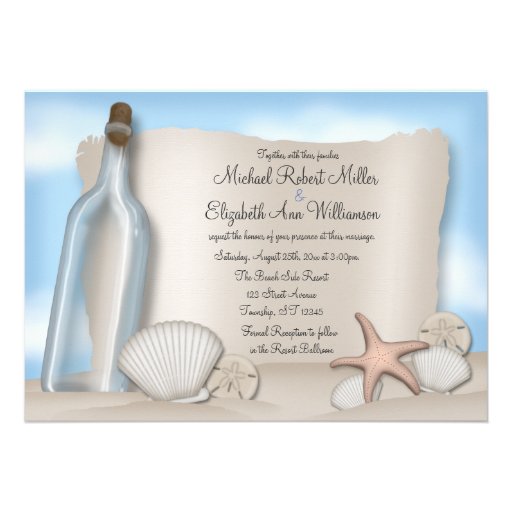 Message from a Bottle - Beach Wedding Invitations