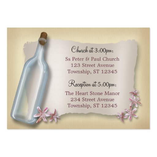 Message from a Bottle Wedding Address Cards Business Card (front side)