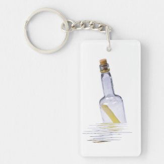 message in a bottle rectangular acrylic keychains