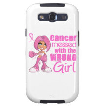 Messed With Wrong Girl Cartoon Breast Cancer Galaxy S3 Cases