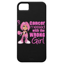 Messed With Wrong Girl Cartoon Breast Cancer iPhone 5 Cases