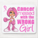 Messed With Wrong Girl Cartoon Breast Cancer Mousepads