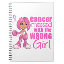 Messed With Wrong Girl Cartoon Breast Cancer Spiral Note Books